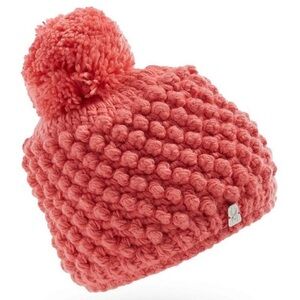 Spyder Coral Pink BRRR Berry Knit Beanie with Pom-Pom